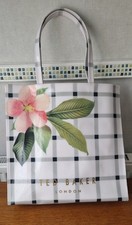 Rare Ted Baker Large Tote Shopper Bag Beautiful Pink Flower Print On White Check