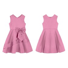 UK Kids Girls Satin Dress A-Line Sleeveless Wedding Party Formal Evening Gown