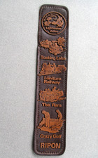 Leather BOOKMARK Lightwater Valley RIPON Boating Lake Railway  Embossed BROWN