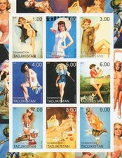 Nude sexy lady erotic art 2000 imperforated MNH stamp sheetlet