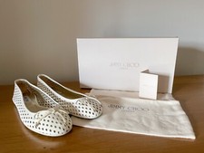 Jimmy Choo Shoes Flats Dolly Shoes Pumps White Perforated Nappa UK 3.5 EU 36.5