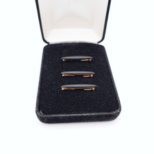 Art Deco 14k Gold Dress Pins x3 with Black Enamel by Krementz in Box
