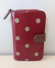 Cath Kidston Red & White Polka Dot Purse Zip Around Card Coin & Note Holder