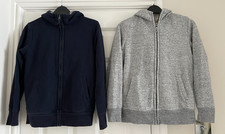 2 x Uniqlo, Grey & Blue, Boys, Faux Fur Lined, Hoodie Cardigan/Jacket, Age 11/12