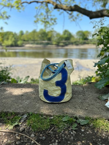 White blue beach bag - white,