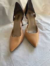 ZARA WOMEN ORANGE LEATHER/ BLACK SUEDE STILETTO HEEL  COURT SHOE SIZE UK 5 EU 38
