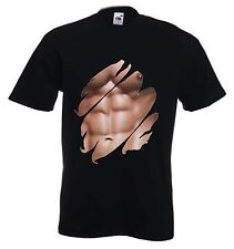 SIX PACK MUSCLE T-SHIRT - Fancy Dress Stag Party 6 Abs Muscles - Size S to XXXL