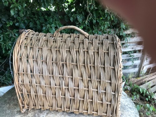 Vintage wicker cat carry - cat,