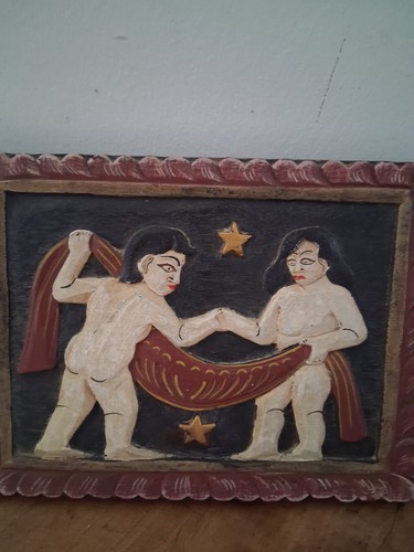 Solid wood carved plaque - carved,