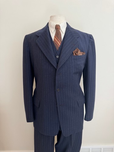 1930s 1940s vtg men 3pc - 1930s, navy