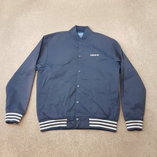 Adidas Mens Jacket Medium Blue Bomber Baseball Trefoil Originals Firebird SST