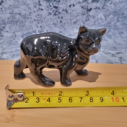 Vintage black ceramic manx cat - ceramic,