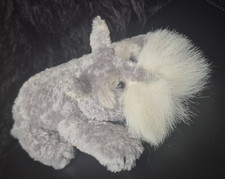 RUSS BERRIE 'Gin' Grey & White Schnauzer Soft Plush Beanie Puppy Dog Toy 21cm