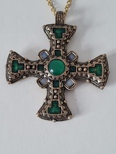 Vintage Miracle Celtic cross pendant statement necklace