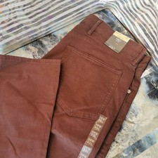 New Marks & Spencer Mens Burgundy Wine Cotton Chino Trousers M&S 38 W 33 L Slim