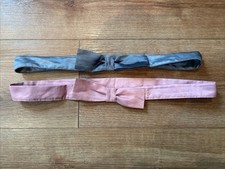 Vint. Laura Ashley 2 Grey & Pink Organza Fabric BOW & Button Fasten Belts 33-35”