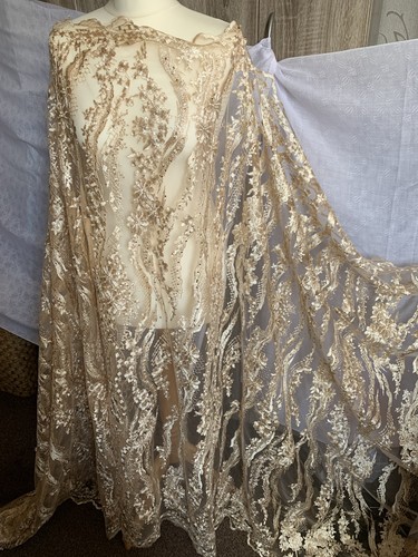 Yard gold embroidered beaded - yard,