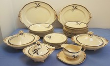 RARE Deco Service Royal Venton Ware, Steventon,  Inc Platters, Cream Blue Gold