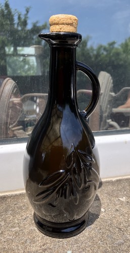 Dark brown glass empty - , olive
