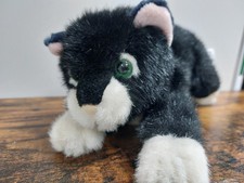 Vintage Buttons The Black White Cat Kitten Soft Toy By Russ Berrie 25cm