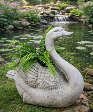 Large White Swan Planter MGO