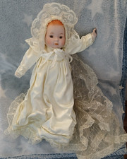 Vintage Porcelain Doll Baby Christening Dress Gown Victoria Impex Corp Display