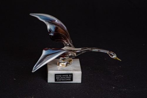 Handcrafted glass flying swan - handcrafted,
