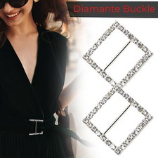 21/27mm Diamante Rhinestone Square Buckle Ribbon Slider for Dresses Accessories