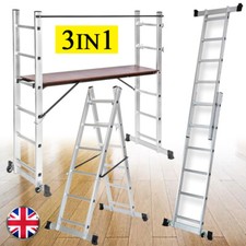 3 Way Combination Ladder Scaffold Tower Aluminium Multi Purpose Ladder Platform