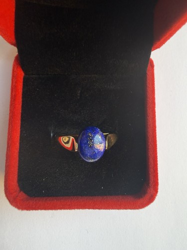 9ct gold lapis lazuli - gold, ring