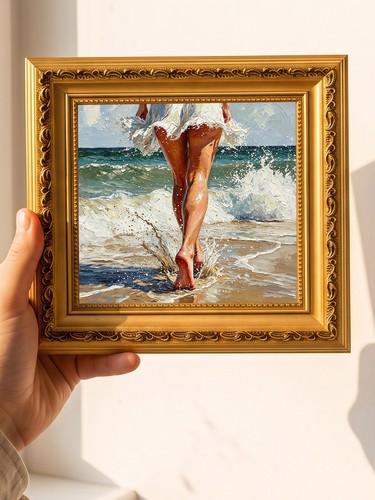 Woman walking beach - beach, oil