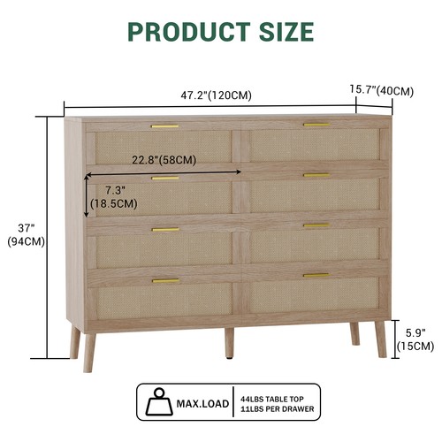Drawer rattan dresser for - 8,