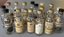 Vintage miniature Scotch Whisky bottles empty x 18