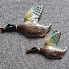 1960’s Vintage Keele Street Pottery ~ Pair Of Flying Ducks ~ Wall Mounted