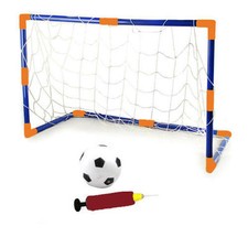 CHILDRENS KIDS SIZE FOOTBALL AND GOAL SET GARDEN GAME INFLATABLE BALL WITH POST