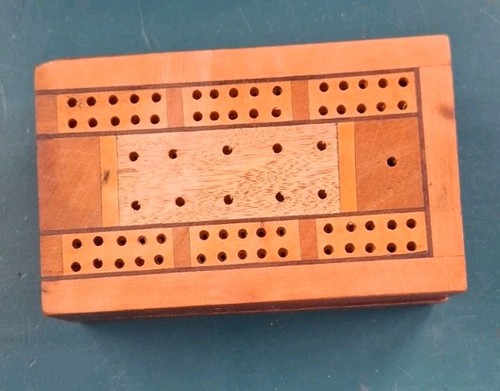 Inlaid vintage cribbage - inlaid, wooden