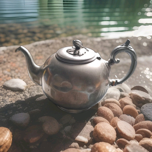 Silver metal tea - pot, with