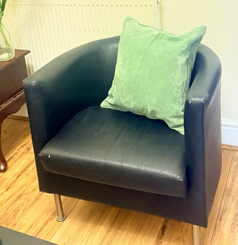 Black faux leather - black, upholstered