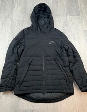 Nike Black Hooded Down Puffer Jacket Men’s Medium Winter Coat Warm Insulated