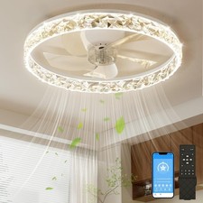 Ø50cm LED Ceiling Fan for Auction Reversible 6 Speeds Remote & App Control White
