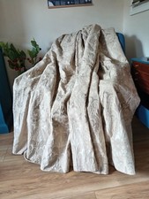 Extra Wide 150"w x 70" Drop Cream Taupe Jaquard Curtains Lined Bay Window Dunelm