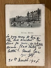 Vintage Postcard, Weymouth, Royal Hotel, Early View, 1908