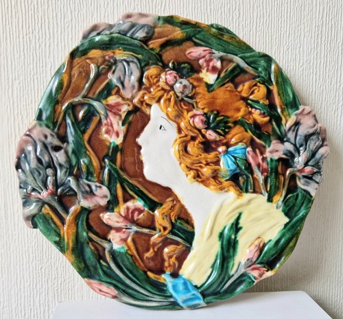 Antique majolica floral yellow - antique,