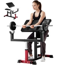 Preacher Curl Bench Adjustable Home Gym Biceps Machine Barbell Equipment