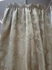 Pair of Gold Damask Design Pencil Pleat Curtains Cover 115cm W x 136cm Drop