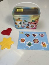 Hama Beads Boxed With 2 Coloured Peg Boards - OPEN AND USED