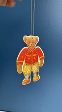 1982 Vintage Merrimack Teddy Bear Die Cut Christmas Ornament baseball hanging
