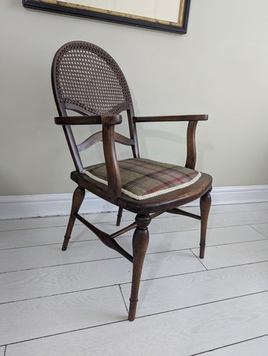 Cane backed armchair oak - cane,