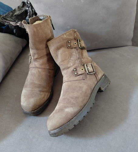 Ugg brown leather biker ankle - ugg,