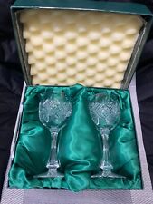 Irish Galway Crystal Pair Of Wine Glasses Sherry Toasting Glasses Cut Glass